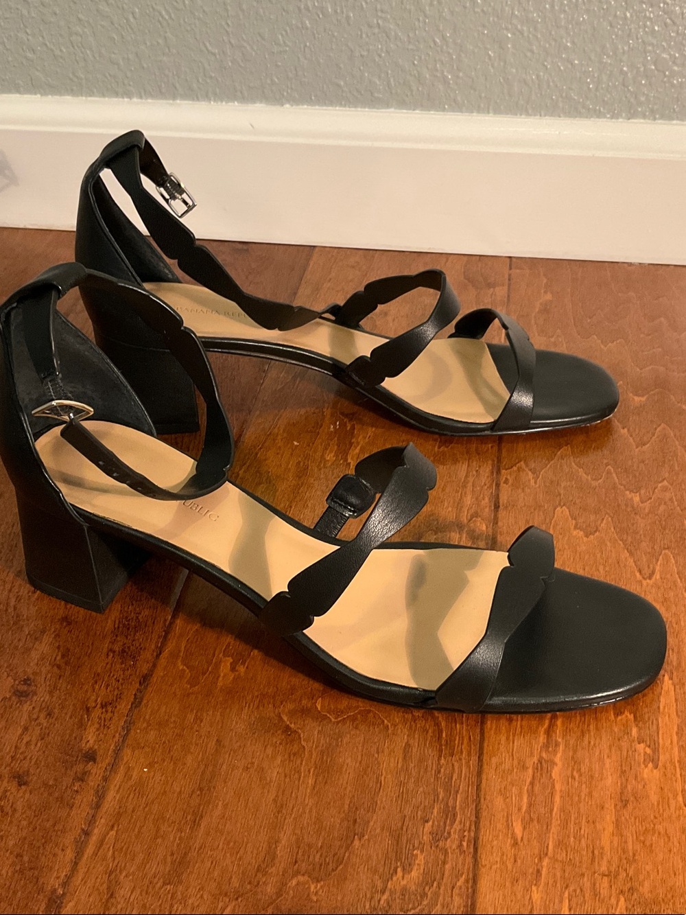 Leather block heel  sandals, Banana Republic